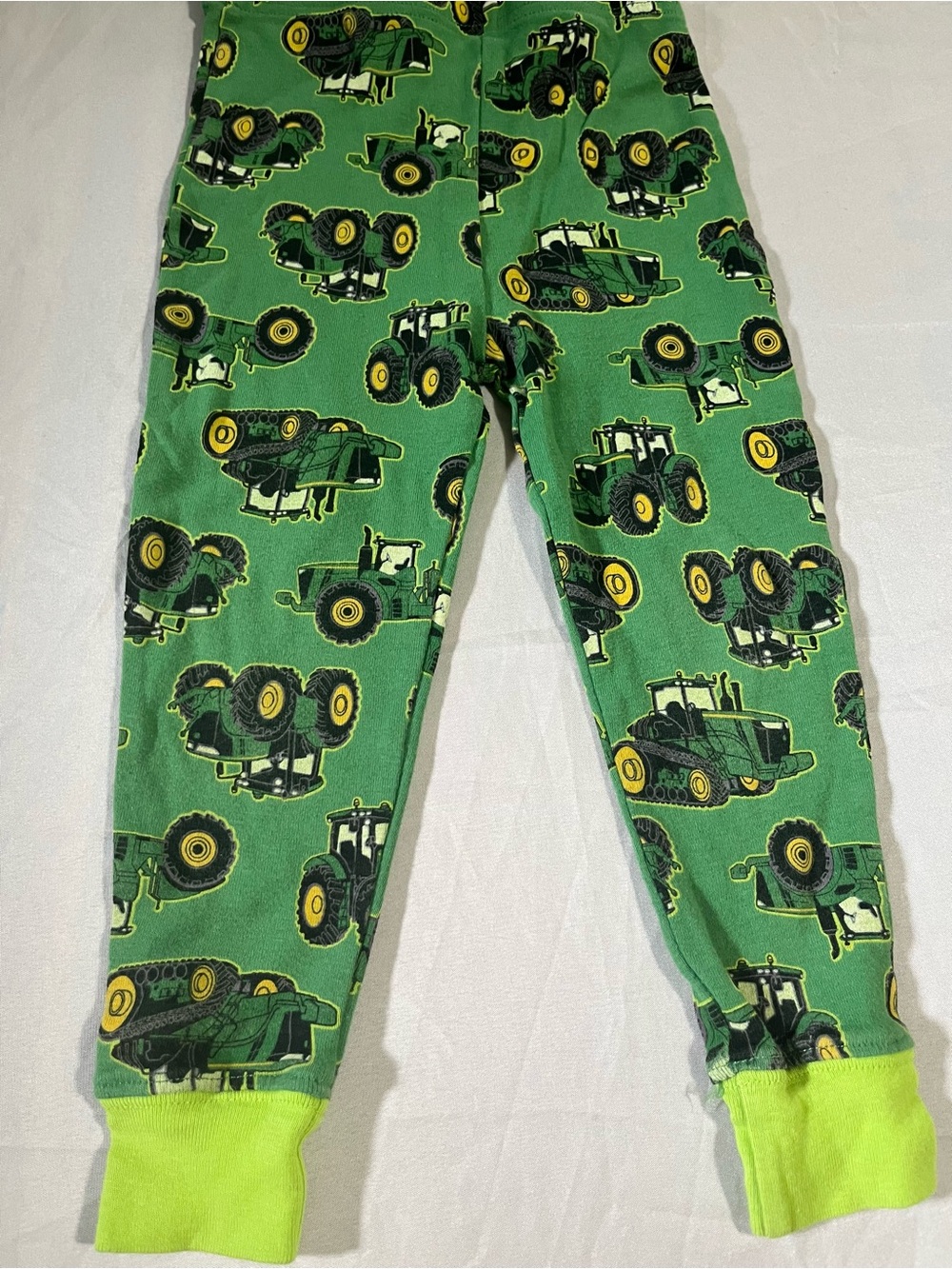 John Deere Green Tractor Pajama Set with Lime Trim Boys Size 3T - Picture 2 of 5
